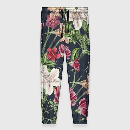 Женские брюки Цветы Розовые / 3D-принт – фото 1