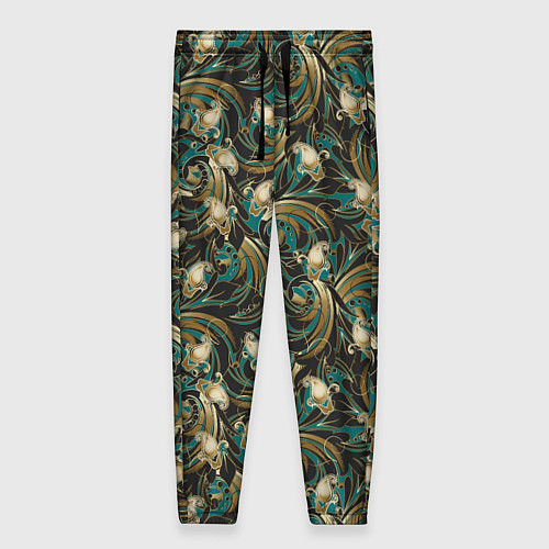 Женские брюки Абстрактные зеленые листья / 3D-принт – фото 1