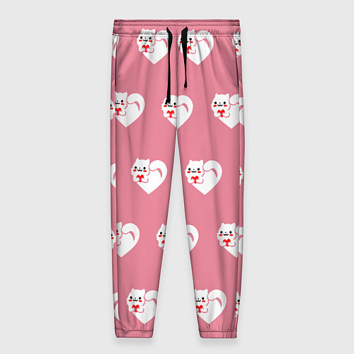 Женские брюки Орнамент сердце кот / 3D-принт – фото 1