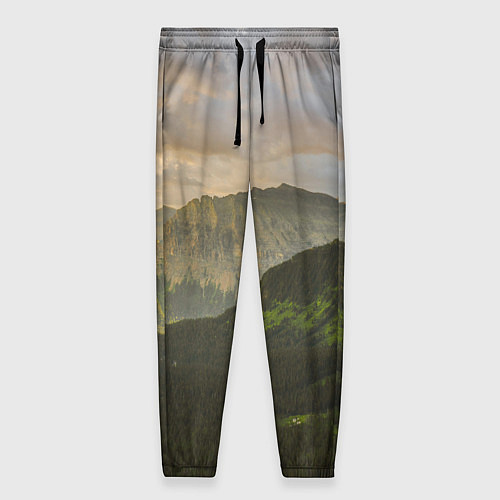 Женские брюки Горы, лес, небо / 3D-принт – фото 1