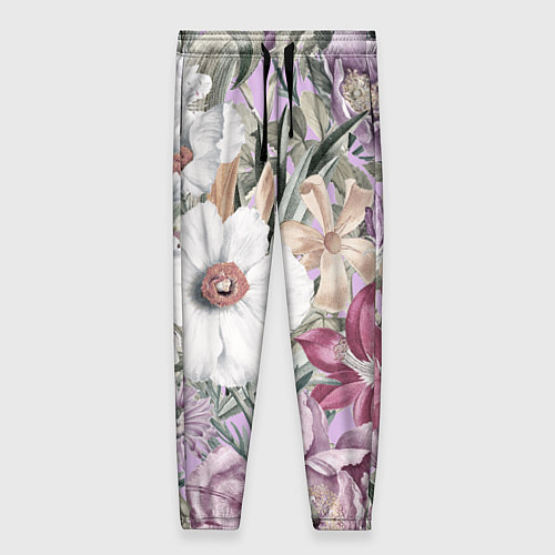 Женские брюки Цветы Фиолетовый Клематис / 3D-принт – фото 1