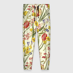 Брюки женские Цветы Весенние Тюльпаны, цвет: 3D-принт