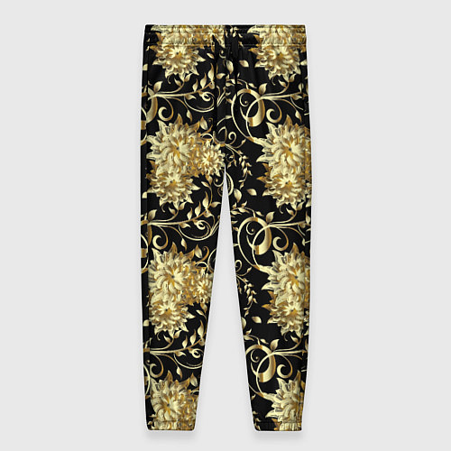 Женские брюки Золотые абстрактные цветы / 3D-принт – фото 1