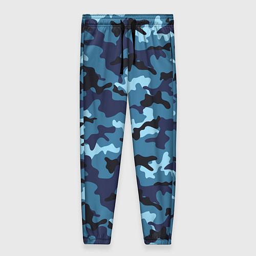Женские брюки Камуфляж Тёмно-Синий Camouflage Dark-Blue / 3D-принт – фото 1