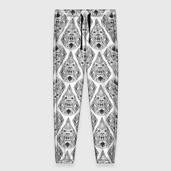 Женские брюки Черно-белый геометрический узор Арт деко