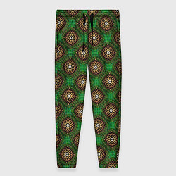 Женские брюки Коричневые круги на зеленом фоне