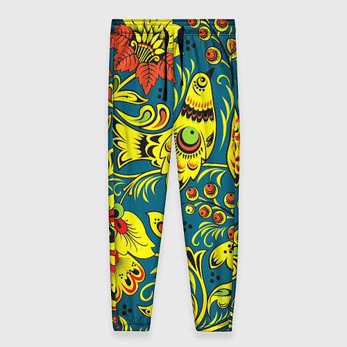 Женские брюки Хохломская Роспись Две Птицы / 3D-принт – фото 1