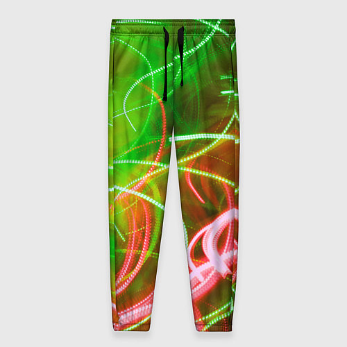 Женские брюки Неоновые линии и фонари - Зелёный / 3D-принт – фото 1