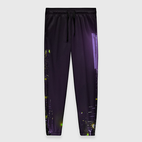 Женские брюки Неоновые высотки в городе - Фиолетовый / 3D-принт – фото 1