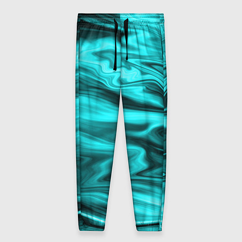 Женские брюки Неоновый бирюзовый мраморный узор / 3D-принт – фото 1
