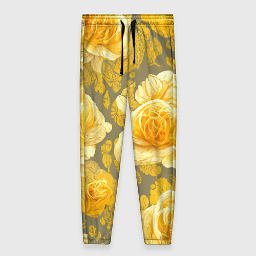 Женские брюки Яркие желтые бутоны / 3D-принт – фото 1
