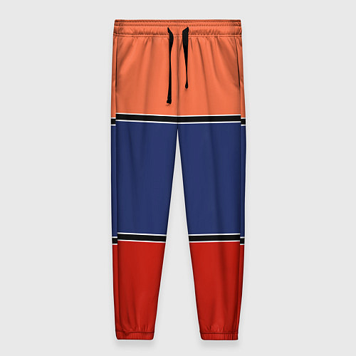 Женские брюки Combined pattern striped orange red blue / 3D-принт – фото 1