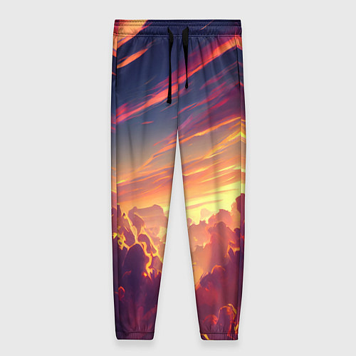 Женские брюки Закатное солнце в облаках / 3D-принт – фото 1