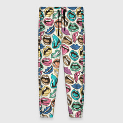 Женские брюки Губы разноцветные поп арт