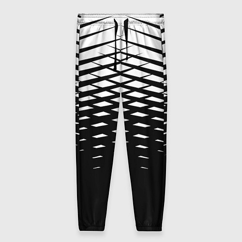 Женские брюки Черно-белая симметричная сетка из треугольников / 3D-принт – фото 1