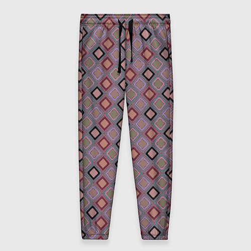 Женские брюки Разноцветные квадраты с зигзагами / 3D-принт – фото 1