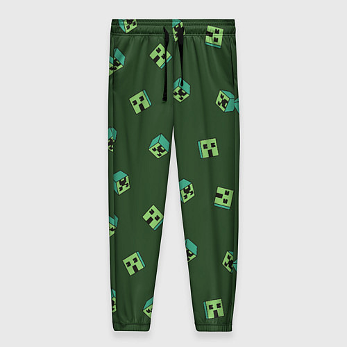 Женские брюки Minecraft - зеленые лица / 3D-принт – фото 1