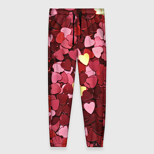 Женские брюки Куча разноцветных сердечек / 3D-принт – фото 1