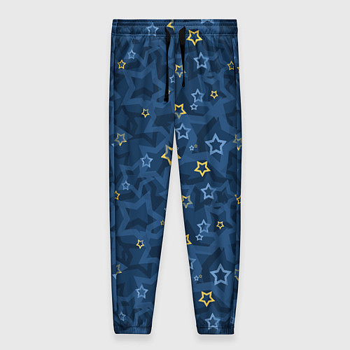 Женские брюки Желтые и синие звезды на синем фоне / 3D-принт – фото 1