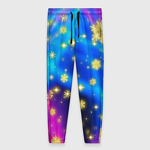 Женские брюки Снежинки и звезды - яркие цвета / 3D-принт – фото 1