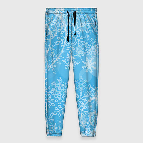 Женские брюки Морозный узор на голубом стекле / 3D-принт – фото 1
