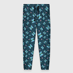 Брюки женские Бабочки и цветы на фоне точек, цвет: 3D-принт