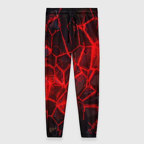 Женские брюки Кристаллы в красных нитях / 3D-принт – фото 1