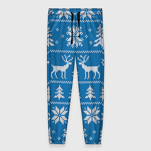 Женские брюки Рождественский синий свитер с оленями / 3D-принт – фото 1