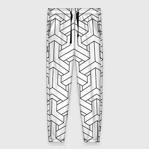 Женские брюки Мозаичный чёрно-белый паттерн / 3D-принт – фото 1