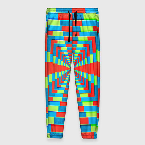 Женские брюки Разноцветный туннель - оптическая иллюзия / 3D-принт – фото 1
