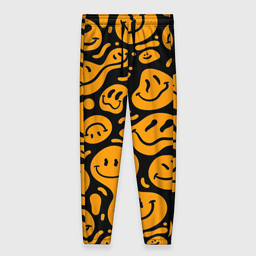 Женские брюки Растекающийся оранжевый смайл / 3D-принт – фото 1