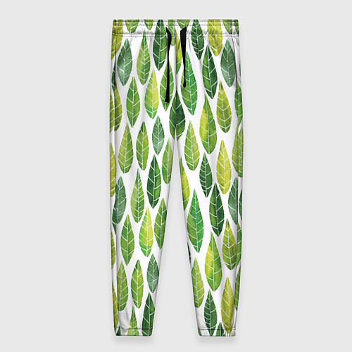 Женские брюки Акварельные листья / 3D-принт – фото 1