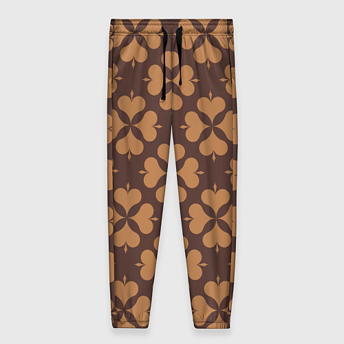 Женские брюки Четырехлистный клевер коричневый / 3D-принт – фото 1