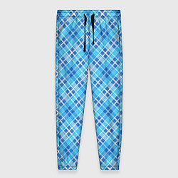 Женские брюки Голубой узор в косую клетку