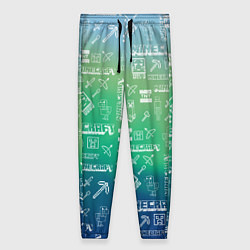 Женские брюки Майнкрафт символы на потертом фоне