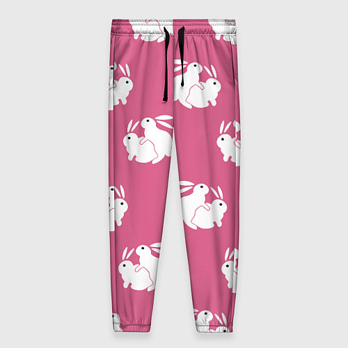 Женские брюки Сексуальные кролики на розовом / 3D-принт – фото 1