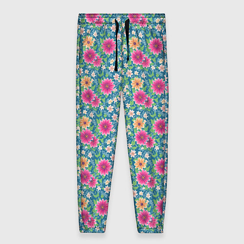 Женские брюки Весенний цветочный паттерн / 3D-принт – фото 1