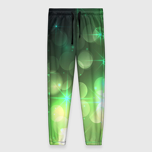Женские брюки Неоновый зеленый блеск и черный фон / 3D-принт – фото 1