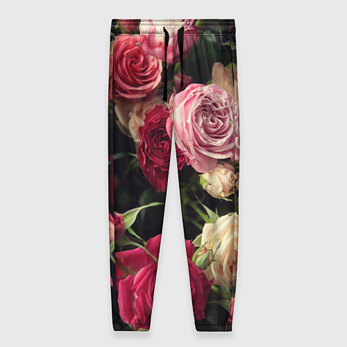 Женские брюки Нежные кустовые розы / 3D-принт – фото 1