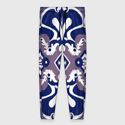 Женские брюки Паттерн цветок с глазками в синих оттенках