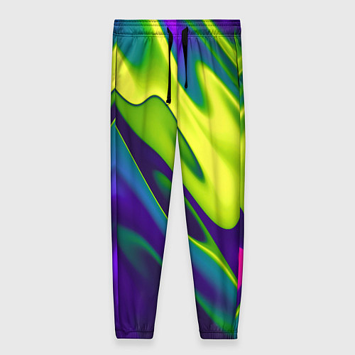 Женские брюки Сине-зелёное и фиолетовое абстрактное слияние / 3D-принт – фото 1