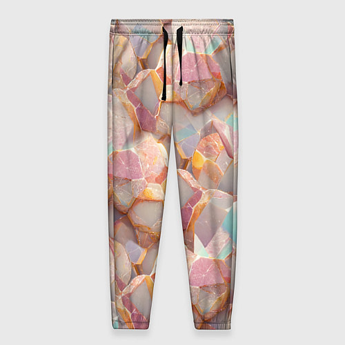 Женские брюки Текстура розового мрамора на камнях / 3D-принт – фото 1