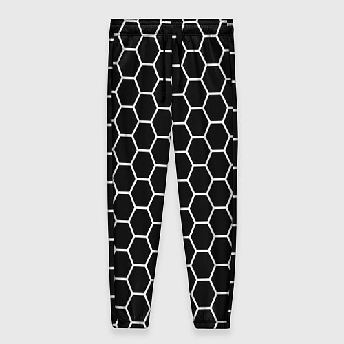 Женские брюки Черно белые соты абстракция / 3D-принт – фото 1