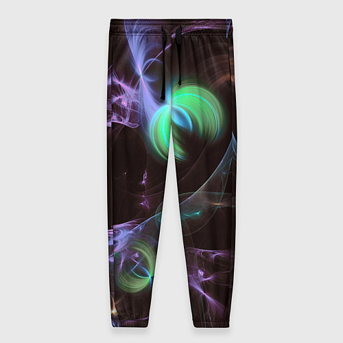 Женские брюки Магические фиолетовые волны и цветные космические / 3D-принт – фото 1