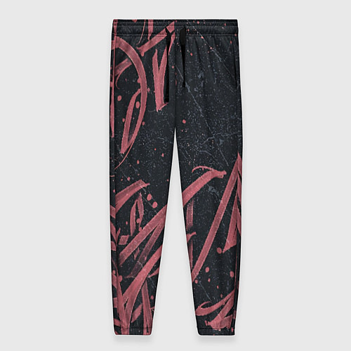 Женские брюки Бордовое граффити / 3D-принт – фото 1