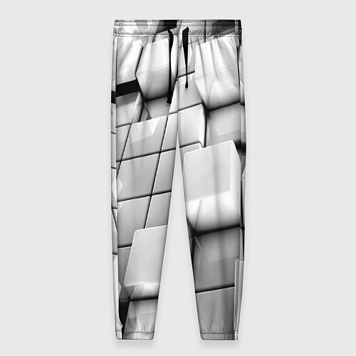 Женские брюки Кубы серые выпуклые / 3D-принт – фото 1