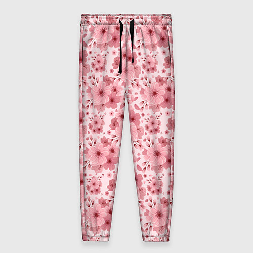 Женские брюки Розовые цветы узор / 3D-принт – фото 1