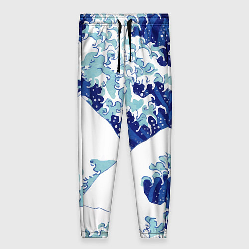 Женские брюки Японская графика - волна - паттерн / 3D-принт – фото 1