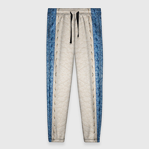 Женские брюки Кожа синяя белая / 3D-принт – фото 1