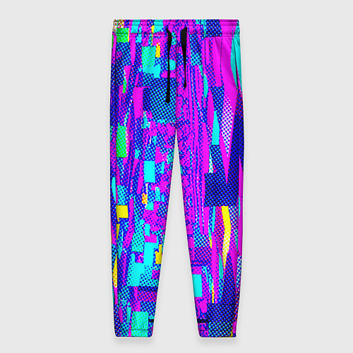 Женские брюки Неоновые розовые и голубые светящиеся кубики / 3D-принт – фото 1